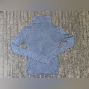 American Eagle Outfitters Blue Ribbed Turtleneck Top